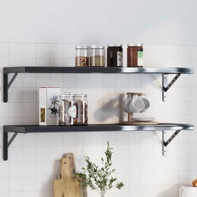 Soportes de estante 4 uds acero inoxidable negro 30x2,5x15,5 cm by , Shelves and shelves - Ref: Foro24-30304, Price: 24,79 €,...