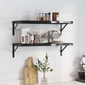 Estantes de pared 2 uds acero inoxidable negro