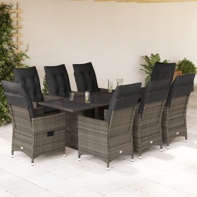 Set comedor jardín 9 pzas y cojines ratán sintético gris de , Conjuntos de jardín - Ref: Foro24-3276745, Precio: 1,00 €