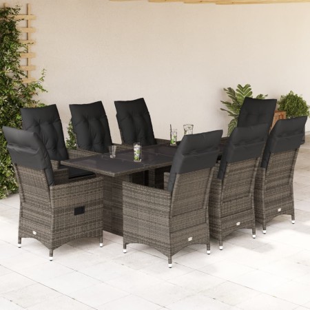 Set comedor jardín 9 pzas y cojines ratán sintético gris de , Conjuntos de jardín - Ref: Foro24-3276745, Precio: 1,00 €