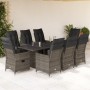 Set comedor jardín 9 pzas y cojines ratán sintético gris de , Conjuntos de jardín - Ref: Foro24-3276745, Precio: 1,00 €
