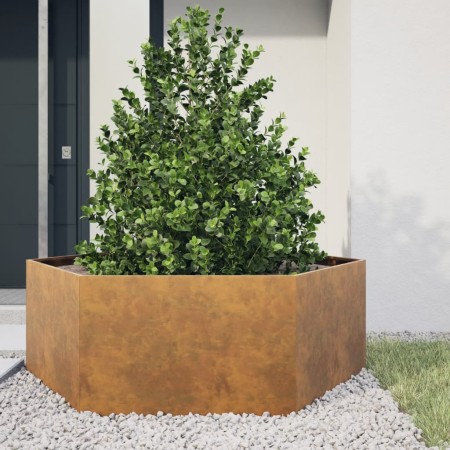 Jardinera hexagonal 138x120x45 cm acero desgastado von , Töpfe und Pflanzgefäße - Ref: Foro24-851142, Preis: 71,83 €, Rabatt: %