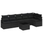 Conjunto de sofá de jardín 7 pcs Negro Poliratán