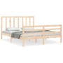 Bed frame with solid wood headboard 160x200 cm by vidaXL, Beds and slatted bases - Ref: Foro24-3193801, Price: 136,42 €, Disc...