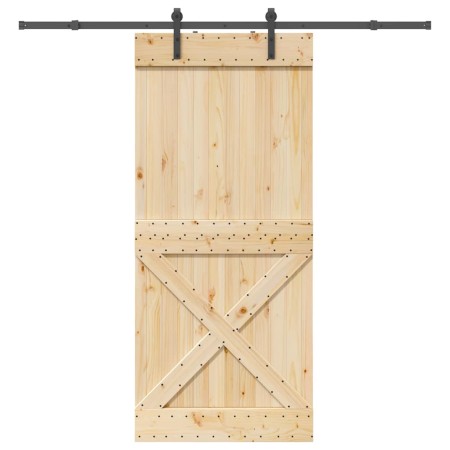 Puerta corredera con herrajes madera maciza de pino 100x210 cm | Foro24.es | Tu tienda online para hogar, jardín y más Foro24.es