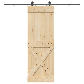 Puerta corredera con herrajes madera maciza de pino 80x210 cm by , Doors - Ref: Foro24-3332767, Price: 180,39 €, Discount: %