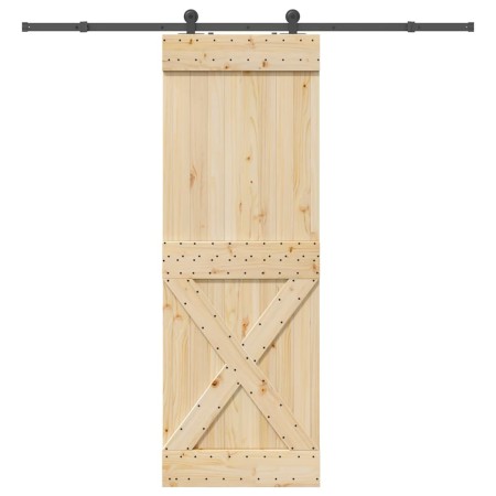 Puerta corredera con herrajes madera maciza de pino 80x210 cm von , Türen - Ref: Foro24-3332767, Preis: 180,39 €, Rabatt: %