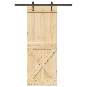Puerta corredera con herrajes madera maciza de pino 85x210 cm by , Doors - Ref: Foro24-3332786, Price: 190,76 €, Discount: %