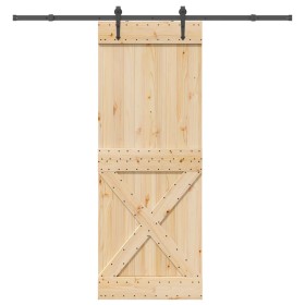 Puerta corredera con herrajes madera maciza de pino 85x210 cm by , Doors - Ref: Foro24-3332792, Price: 195,06 €, Discount: %