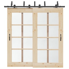 Kit de herrajes para puertas correderas acero negro 213,5 cm by , Door items - Ref: Foro24-3295728, Price: 131,38 €, Discount: %