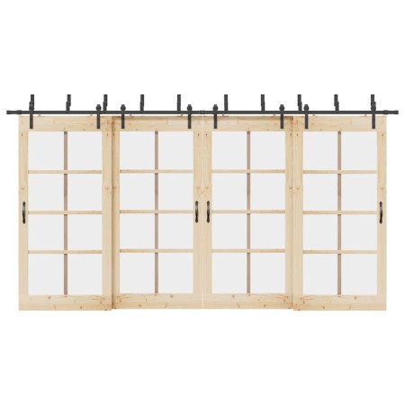 Kit de herrajes para puertas correderas acero negro 427 cm by , Door items - Ref: Foro24-3295740, Price: 250,49 €, Discount: %