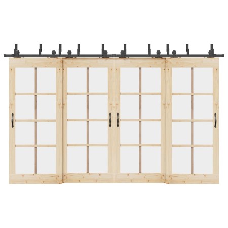 Kit de herrajes para puertas correderas acero negro 366 cm by , Door items - Ref: Foro24-3295749, Price: 243,55 €, Discount: %