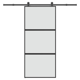 Puerta corredera set herrajes vidrio templado aluminio 90x205cm de , Puertas para el hogar - Ref: Foro24-3332939, Precio: 264...