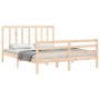 Bed frame with solid wood headboard 160x200 cm by vidaXL, Beds and slatted bases - Ref: Foro24-3193801, Price: 136,42 €, Disc...