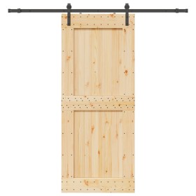 Puerta corredera con herrajes madera maciza de