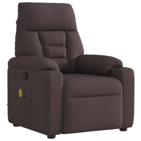 Sillón de masaje reclinable de tela marrón oscuro