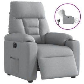 Sillón reclinable eléctrico tela gris claro