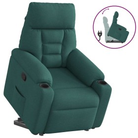 Sillón reclinable elevable tela verde oscuro
