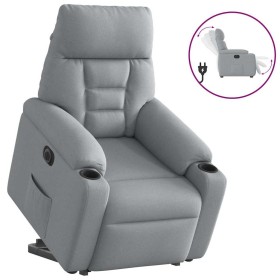 Sillón eléctrico reclinable elevable de tela gris claro