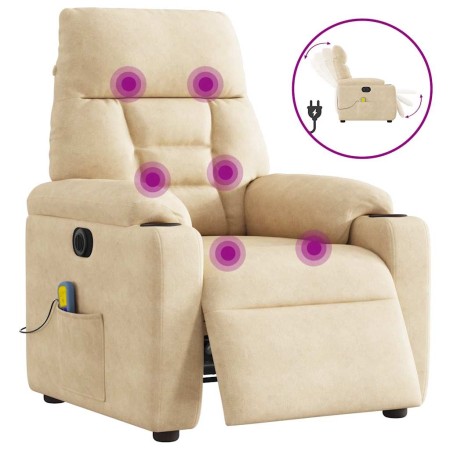 Sillón reclinable masaje eléctrico tela microfibra color crema | Foro24.es | Tu tienda online para hogar, jardín y más Foro24.es