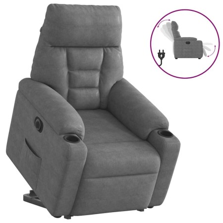Sillón eléctrico reclinable elevable tela microfibra gris | Foro24.es | Tu tienda online para hogar, jardín y más Foro24.es