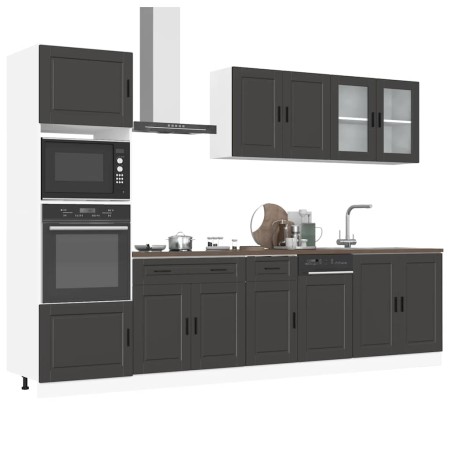 Mueble de cocina Kalmar negra 7 piezas madera contrachapada de , Armarios de cocina - Ref: Foro24-3314752, Precio: 675,20 €, ...