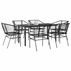 Juego de comedor jardín 7 piezas ratán sintético