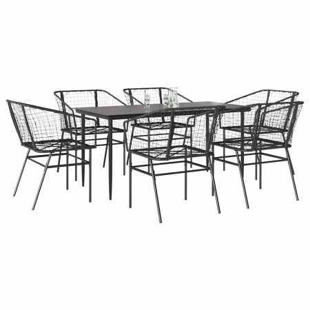 Juego de comedor jardín 7 piezas ratán sintético negro de , Conjuntos de jardín - Ref: Foro24-3334489, Precio: 388,31 €, Desc...
