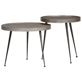 Mesa de centro 2 uds madera contrachapada plateada