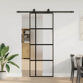 Puerta corredera con herrajes negro 76x205 cm