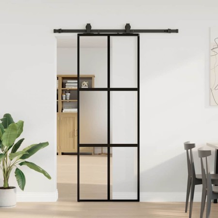 Puerta corredera con herrajes negro 76x205 cm vidrio templado by , Doors - Ref: Foro24-3375915, Price: 205,10 €, Discount: %