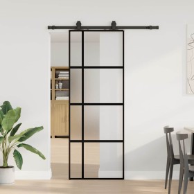 Puerta corredera con herrajes negro 76x205 cm