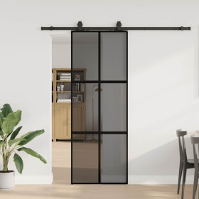 Puerta corredera con herrajes negro 76x205 cm vidrio templado by , Doors - Ref: Foro24-3375886, Price: 237,39 €, Discount: %