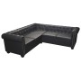 Sofá esquinero Chesterfield de 5 plazas de piel sintética negra | Foro24.es | Tu tienda online para hogar, jardín y más Foro24.es
