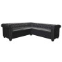Sofá esquinero Chesterfield de 5 plazas de piel sintética negra | Foro24.es | Tu tienda online para hogar, jardín y más Foro24.es