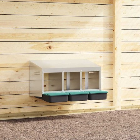 Nido para gallinas con 3 compartimentos de acero galvanizado para montar en la pared de , Jaulas y habitáculos para animales ...