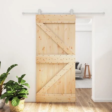Puerta corredera con herrajes madera maciza de pino 95x210 cm by , Doors - Ref: Foro24-3203100, Price: 218,62 €, Discount: %