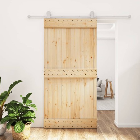 Puerta corredera con herrajes madera maciza de pino 100x210 cm by , Doors - Ref: Foro24-3203109, Price: 222,85 €, Discount: %
