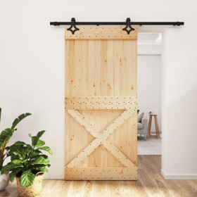 Puerta corredera con herrajes madera maciza de