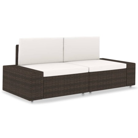 Sofá seccional de 2 plazas de ratán sintético marrón de , Sofás modulares de exterior - Ref: Foro24-49515, Precio: 223,95 €