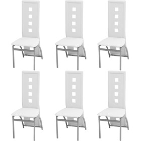 Sillas de comedor 6 uds cuero sintético blanco