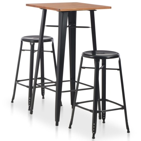 Conjunto de mesa alta y taburetes 3 piezas acero negro by , Furniture sets for kitchens and dining rooms - Ref: Foro24-276845...