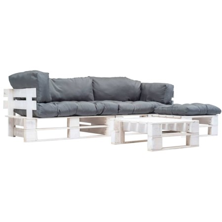 Muebles de jardín de palés cojines grises madera verde 4 uds by , Garden sets - Ref: Foro24-277393, Price: 419,45 €, Discount: %