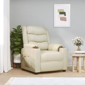 Sillón de masaje de cuero sintético crema