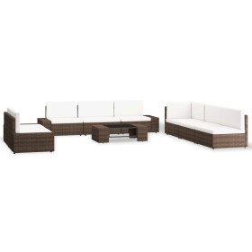 Juego de muebles de jardín 9 piezas ratán