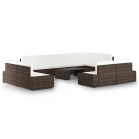 Juego muebles de jardín 10 pzas y cojines ratán sintético marrón de , Conjuntos de jardín - Ref: Foro24-3067156, Precio: 1,00 €