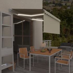 Toldo retráctil manual con persiana y luz LED