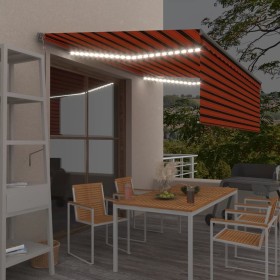 Toldo automático persiana LED sensor viento naranja marrón 4x3m de , Toldos - Ref: Foro24-3069435, Precio: 550,22 €, Descuent...