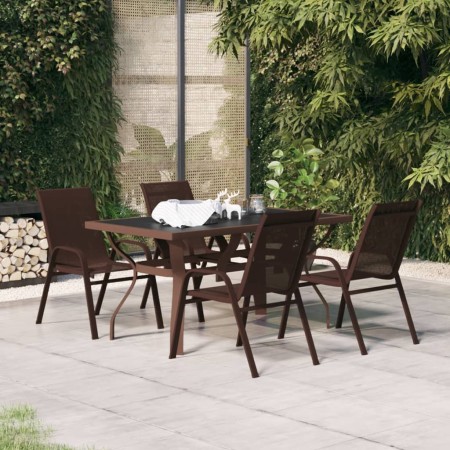Juego de comedor de jardín 5 piezas con cojines marrón y negro by , Garden sets - Ref: Foro24-3095983, Price: 307,36 €, Disco...