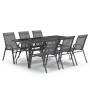 Juego de comedor de jardín 7 piezas con cojines gris y negro de , Conjuntos de jardín - Ref: Foro24-3095988, Precio: 458,90 €...